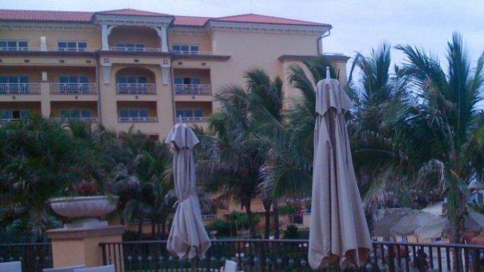 Veranda overlooking the mediteranian style building