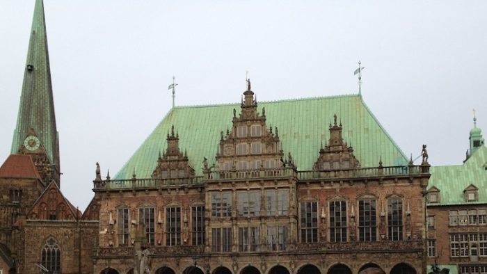 Townhall Bremer Marktplatz di Kota perdagangan maritim Bremen