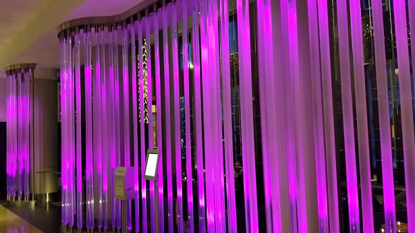 The signature W hotel neon lights on the Maxwell hotel New York City