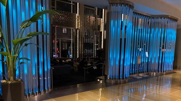 Neon lights on the lobby on the Maxwell hotel New York City