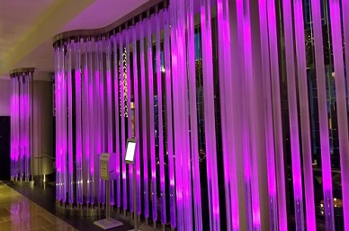 The signature W hotel neon lights on the Maxwell hotel New York City