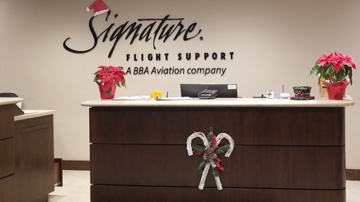 Receptionist counters at Signature Flight Support White Plains