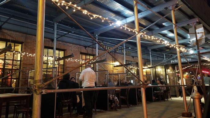 Peter Luger Steak House Brooklyn sidewalk dining
