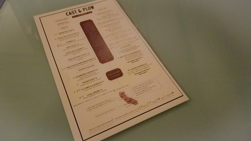 Cast & Plow Marina Del Rey menu